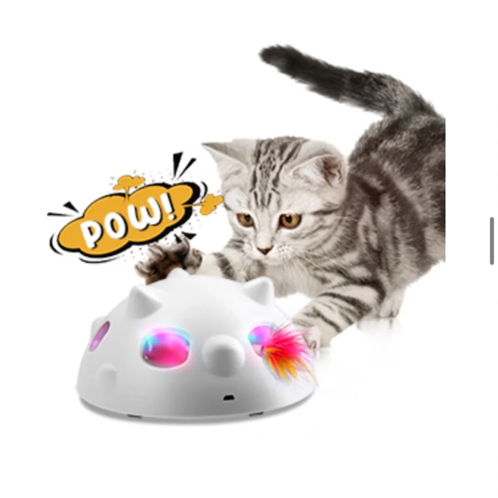 Peek-A-Boo Interactive Robotic Electronic Indoor Self Rolling Cat Feather Toy
